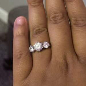 Elegant Silver Triple Stone Ring